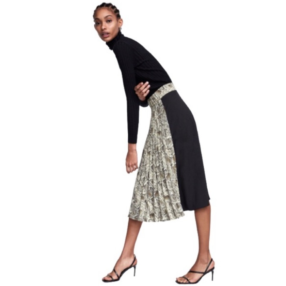 NWT Zara Pleated Animal Snake Print Midi Skirt - Picture 2 of 4